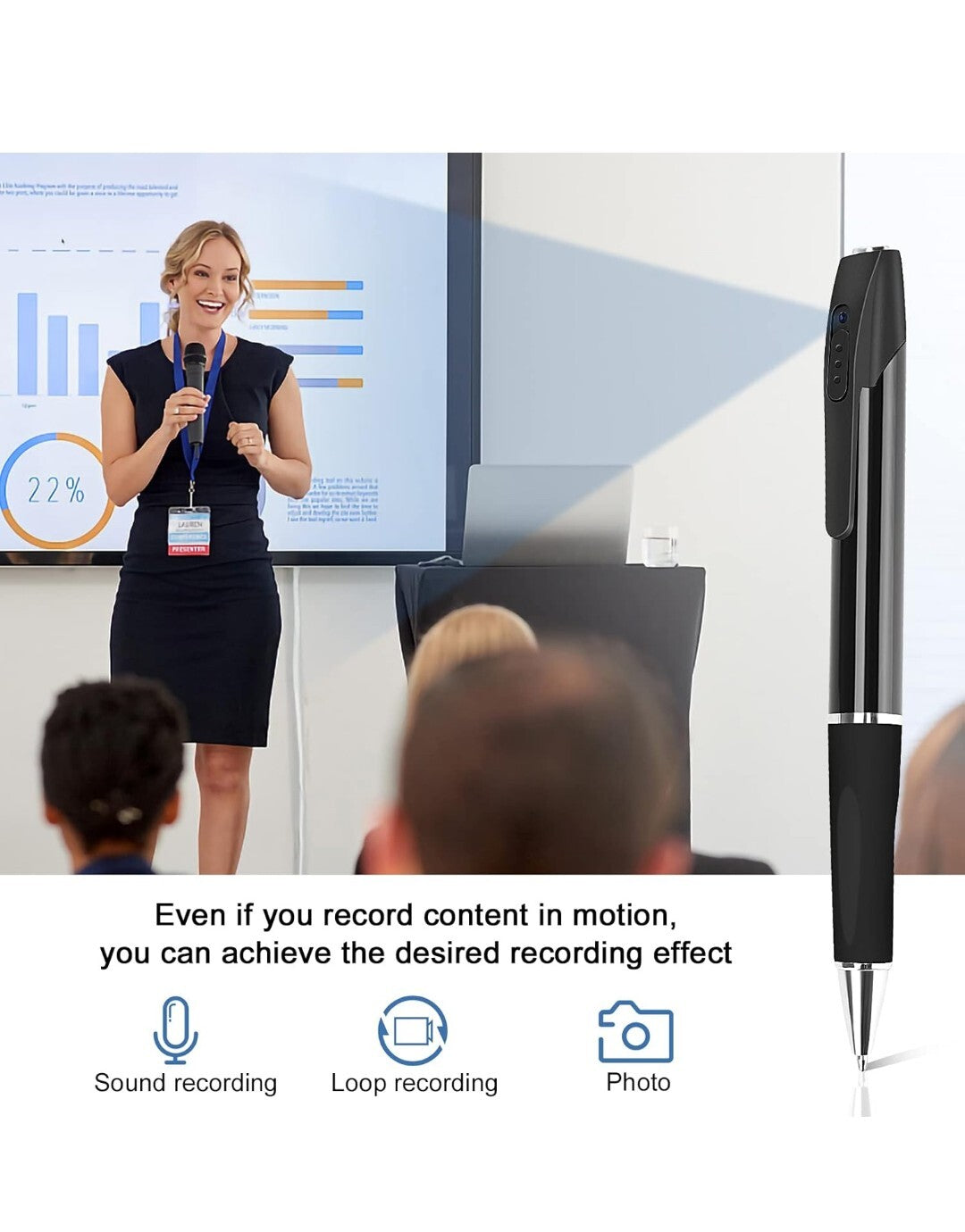 Spy Camera Pen 1080P HD Mini Hidden Pen Camera Portable Pocket Spy Camera Picture Taking and Video Loop Recording Mini Nanny Cam for Home Office Class