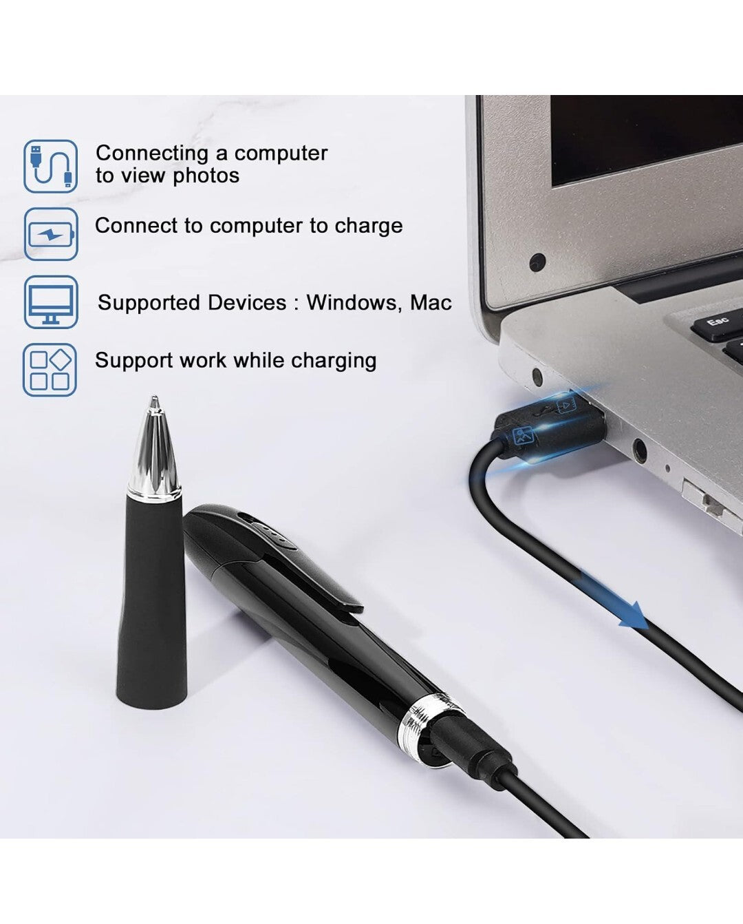 Spy Camera Pen 1080P HD Mini Hidden Pen Camera Portable Pocket Spy Camera Picture Taking and Video Loop Recording Mini Nanny Cam for Home Office Class