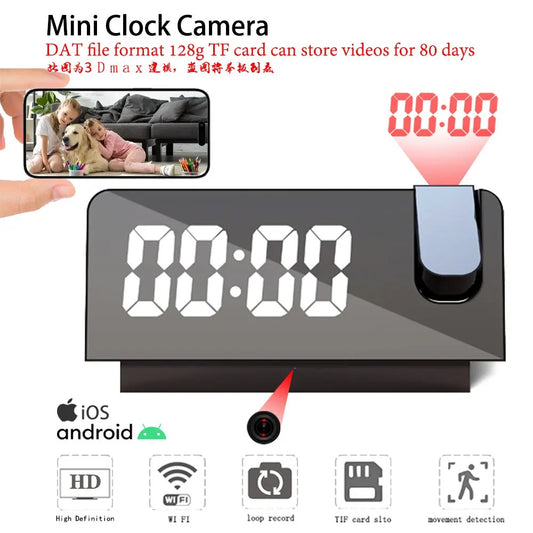HD4K clock camera, wireless WiFi camera, smart home monitoring, pet camera, DIY camera, mini camera, nanny style monitoring
