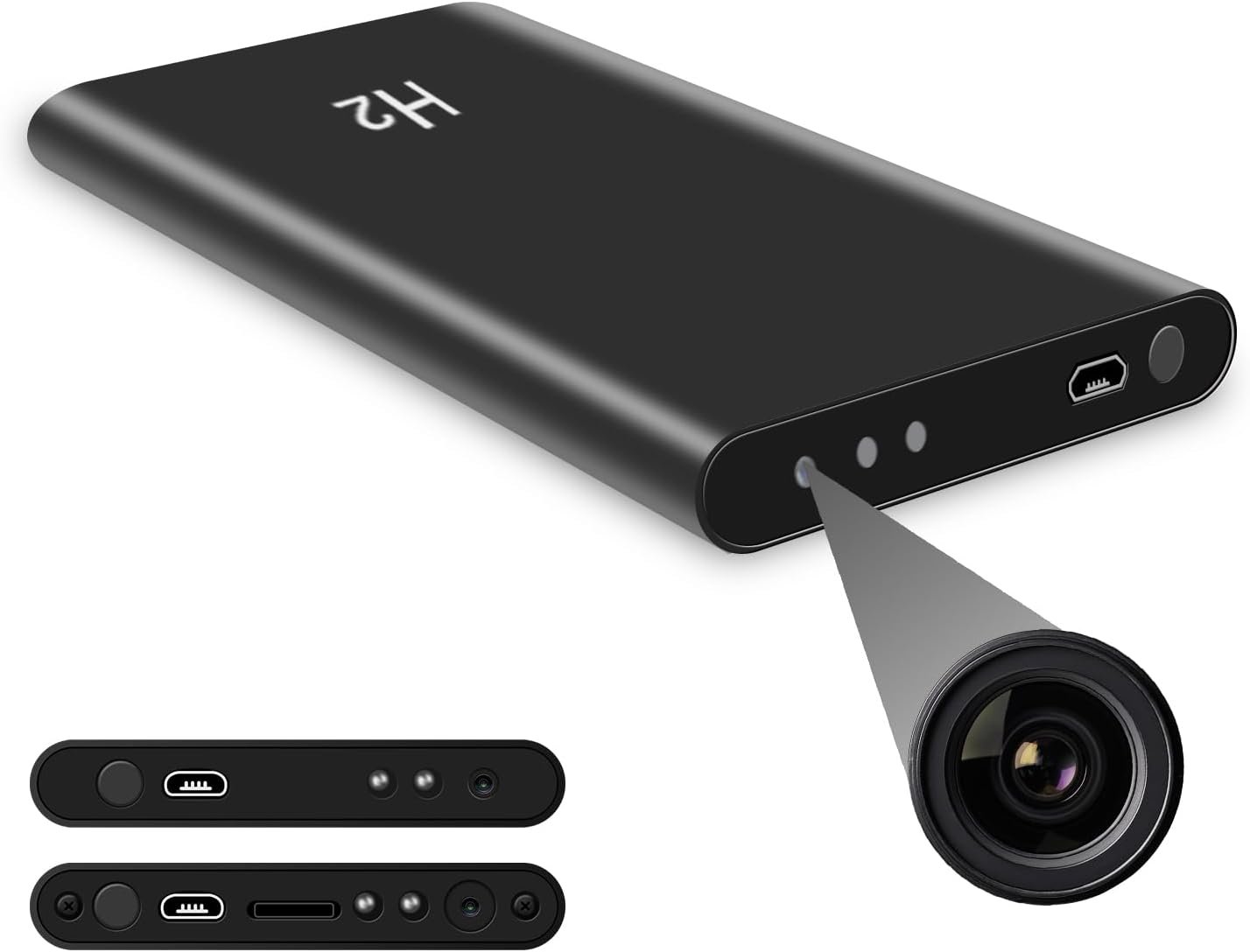 H2 Power Bank Hidden Camera, 5000mAh Spy Camera, Nanny Cam, Portable Mini Cam with Night Vision, Motion Detection for Office Home Surveillance, No WiFi Function