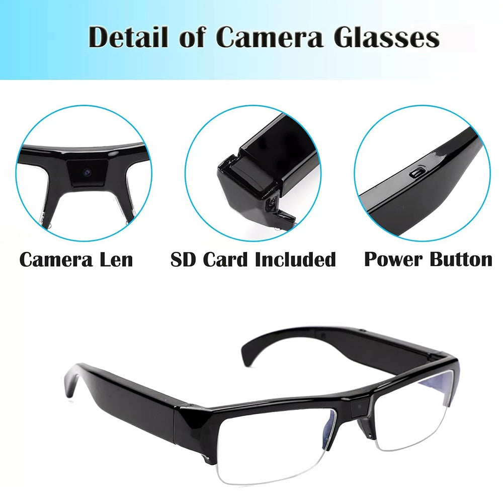 Spy Camera Glasses HD 1080p Fashion Action Video Recorder Glasses for Driving, Hiking, Fishing, Riding