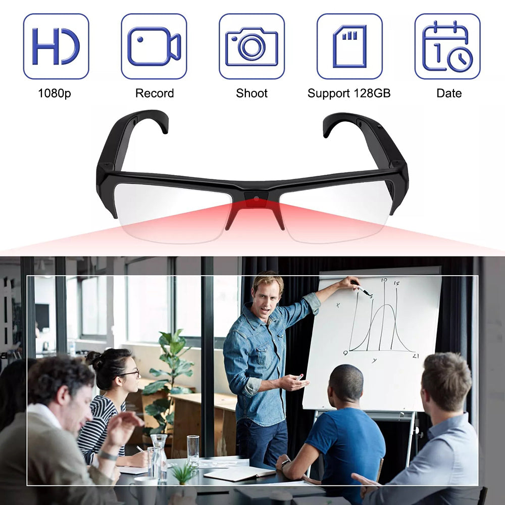 Spy Camera Glasses HD 1080p Fashion Action Video Recorder Glasses for Driving, Hiking, Fishing, Riding