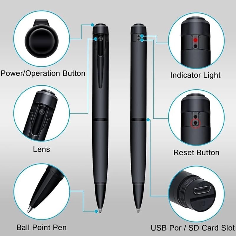 Mini Hidden Spy Camera Pen, HD 1080P, Covert Body Audio and Video Recorder (with 32GB Micro SD Card)