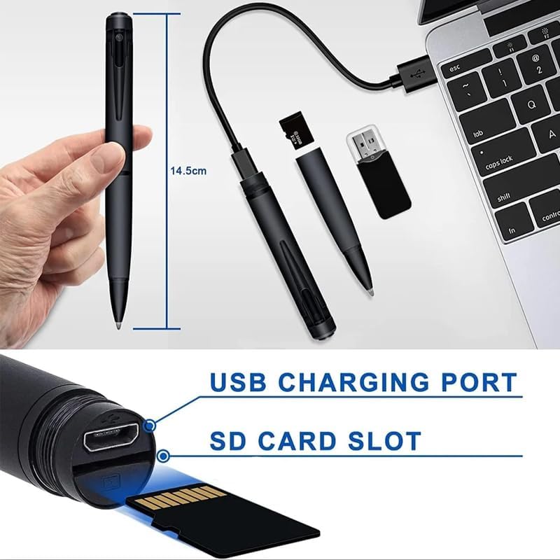 Mini Hidden Spy Camera Pen, HD 1080P, Covert Body Audio and Video Recorder (with 32GB Micro SD Card)